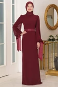 Firuze Tesettür Abiye Bordo thumbnail 1