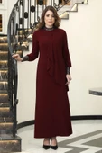 Efsane Tesettür Elbise Bordo thumbnail 1
