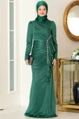 Zühre Tesettür Abiye Zümrüt thumbnail 1