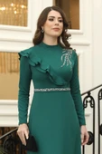 Elif Taşlı Tesettür Elbise Zümrüt thumbnail 2
