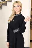 Açelya Sarkaçlı Taşlı Tesettür Abiye Siyah thumbnail 5