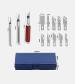 Zanaat 13 Parça Hobi Gravür Ahşap Heykel Çömlek Oyma Şekil Verme 13 Maket Bıçak Neşter Seti - 3