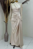 Asude Tesettür Abiye Bej thumbnail 1