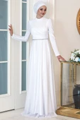 Işıl Tesettür Abiye Beyaz thumbnail 1