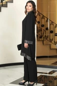 Umay Şifon Tunik Pantolon İkili Tesettür Takım Siyah thumbnail 3