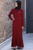 Azra Tesettür Elbise Bordo thumbnail 1