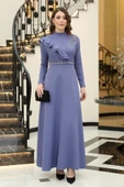 Elif Taşlı Tesettür Elbise Mavi thumbnail 1