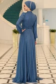 Kübra Tesettür Abiye İndigo thumbnail 4