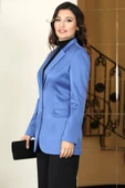 Yaren Astarlı Saten Ceket Mavi thumbnail 1