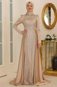 Miray Tesettür Abiye Gold thumbnail 1