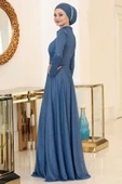 Işıl Tesettür Abiye İndigo thumbnail 2