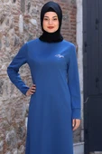 Azra Tesettür Elbise Mavi thumbnail 2
