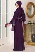 Firuze Tesettür Abiye Mor thumbnail 2