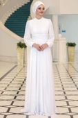 Kübra Tesettür Abiye Beyaz thumbnail 4