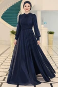 Kübra Tesettür Abiye Lacivert thumbnail 5