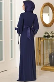 Firuze Tesettür Abiye Lacivert thumbnail 4