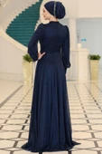 Kübra Tesettür Abiye Lacivert thumbnail 3
