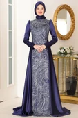 Miray Tesettür Abiye Lacivert thumbnail 1