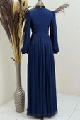 Rengin Tesettür Abiye Lacivert thumbnail 3