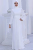 Firuze Tesettür Abiye Beyaz thumbnail 1