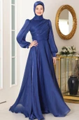 Bahar Tesettür Abiye Lacivert thumbnail 1