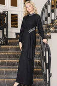 Açelya Sarkaçlı Taşlı Tesettür Abiye Siyah thumbnail 1