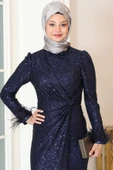 Hüma Tesettür Abiye Lacivert thumbnail 2