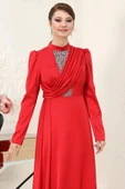 Zen Tesettür Abiye Kırmızı thumbnail 2