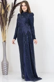 Bergüzar Tesettür Abiye Lacivert thumbnail 1
