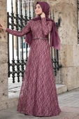 İpek Tesettür Abiye Lila thumbnail 4