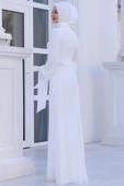 Firuze Tesettür Abiye Beyaz thumbnail 3