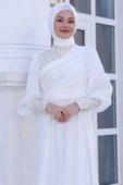 Yağmur Tesettür Abiye Ekru thumbnail 2
