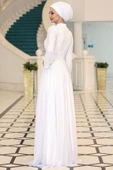 Kübra Tesettür Abiye Beyaz thumbnail 3