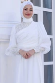 Bahar Tesettür Abiye Ekru thumbnail 2