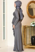 Zühre Tesettür Abiye Antrasit thumbnail 3