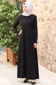Nisa Fermuarlı Ferace Siyah thumbnail 1