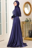 Mihrimah Tesettür Abiye Lacivert thumbnail 3