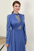 Zen Tesettür Abiye İndigo thumbnail 2
