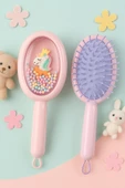 1 Adet Unicorn Figürlü Renkli Boncuklu Çocuk Saç Tarağı Fırçası ve 1 Adet Tırnak Makası Seti Pratik - 4