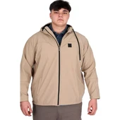 Büyük Beden Erkek Kapüşonlu Mont Waterproof Softshell 21235 Bej - 1