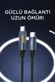 TORIMA U21 Siyah Type-C to Type-C 60W Hızlı Şarj Kablosu – LED Ekranlı, Dayanıklı Örgü Kablo thumbnail 4