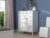 Hunerika Ceris 6 Çekmeceli Şifonyer-Wood Beyaz-Minifiks Bağlantılı - 1