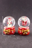 2026 Yılbaşı En Güzel Hediyesi 2 Adet Led Işıklı 6,5 cm Noel Baba Temalı Kurdele Detaylı Kar Küresi thumbnail 1