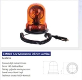 Emr 12V Mıknatıslı Döner Lamba Sarı - 1