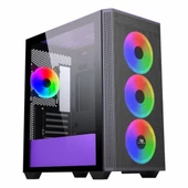 PowerBoost PB-P2252BP USB 3.2 ARGB mATX Mid Tower Siyah Kasa thumbnail 1