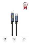 Torima U21 Siyah Type-C to Lightning 27W Hızlı Şarj Kablosu LED Ekranlı Dayanıklı Örgü Kablo thumbnail 1