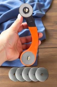 45mm RC11 Rulet Kumaş Deri Kağıt Kesici ve 5 Yedek Düz Bıçak thumbnail 1