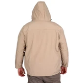 Büyük Beden Erkek Kapüşonlu Mont Waterproof Softshell 21235 Bej - 4