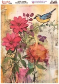 Pirinç Dekopaj Kağıdı 30x42cm PT-266 Kuş Çiçek - 1