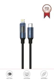 Torima U22 Siyah Type-C to Lightning 27W Hızlı Şarj Kablosu LED Ekranlı Dayanıklı Örgü Kablo thumbnail 1